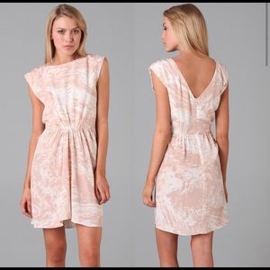 TIBI Silk blush and cream marbled sleeveless dress